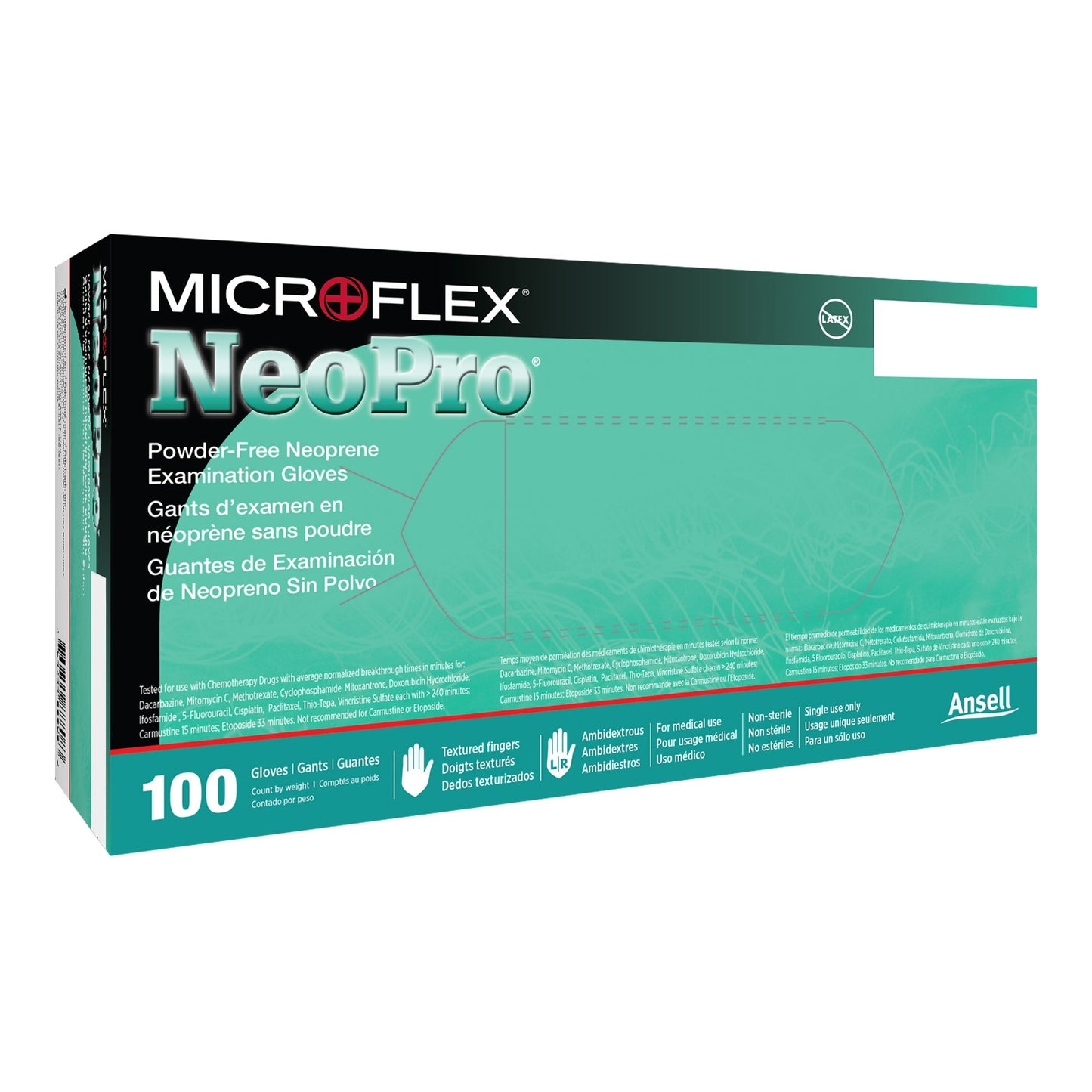 NeoPro® Exam Glove Medium NonSterile Polychloroprene Standard Cuff Length Textured Fingertips Green Chemo Tested (466031_CS)
