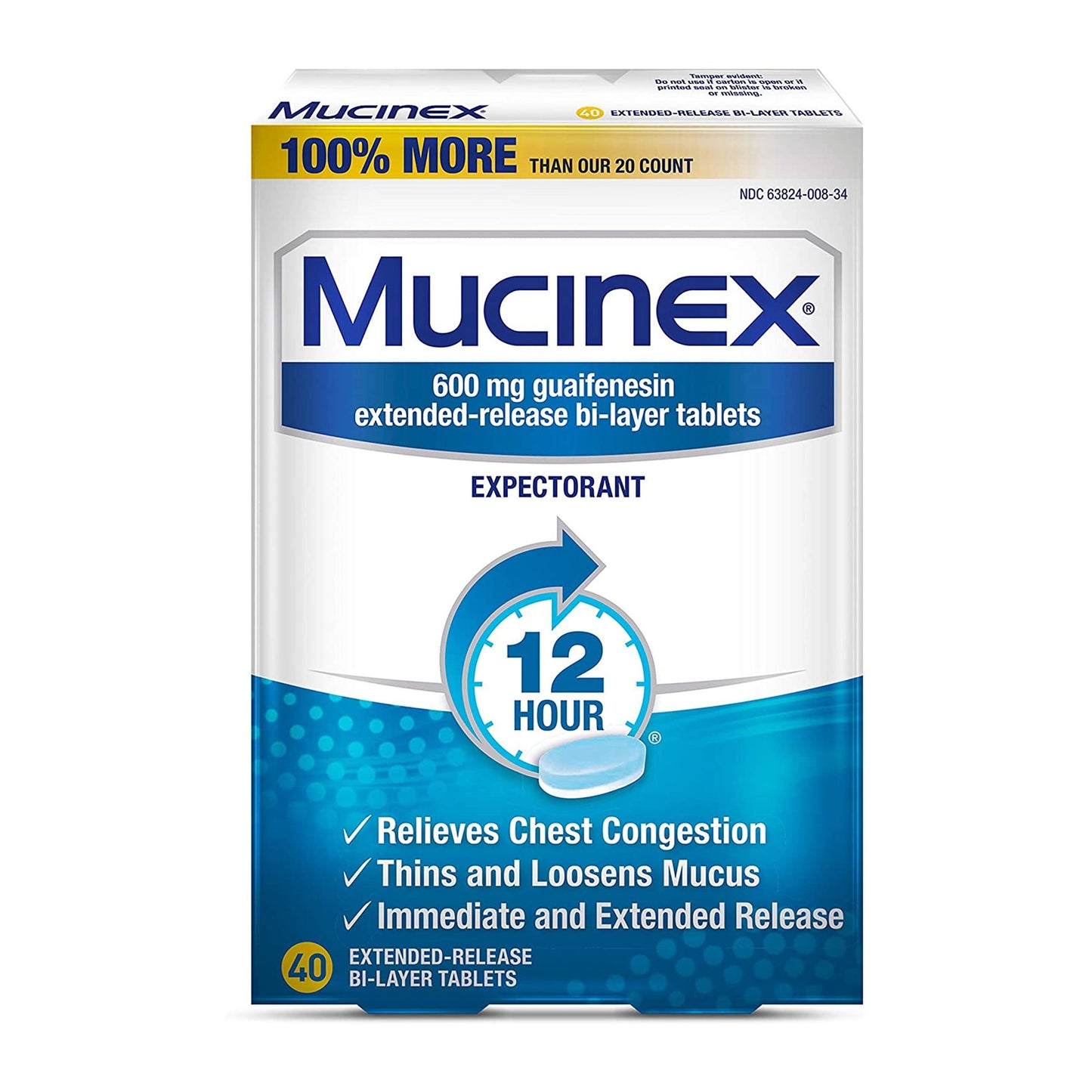 Mucinex® Cold and Cough Relief 600 mg Strength Tablet 40 per Box (797347_BX)