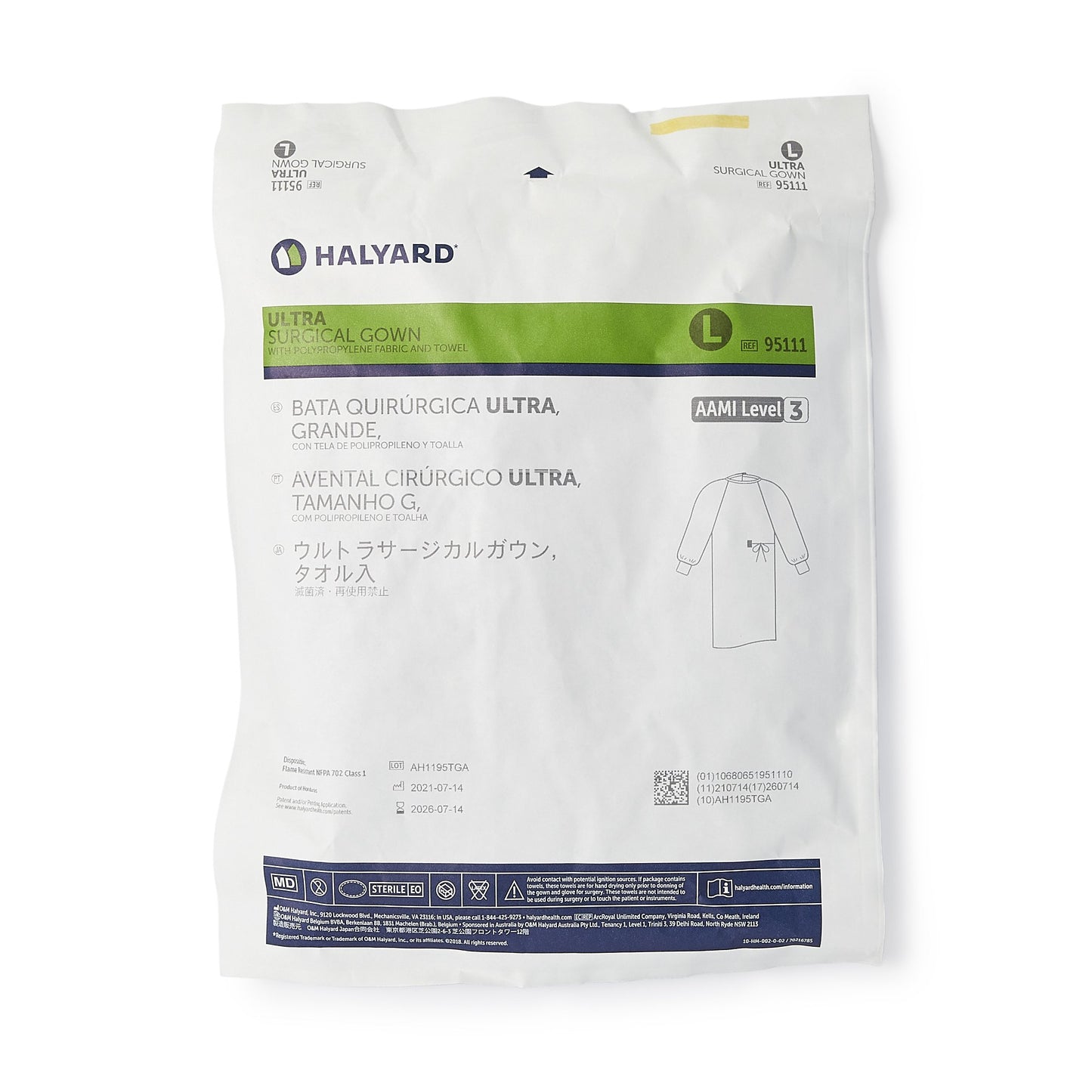 ULTRA Non-Reinforced Surgical Gown with Towel Large Blue Sterile AAMI Level 3 Disposable (217165_CS)
