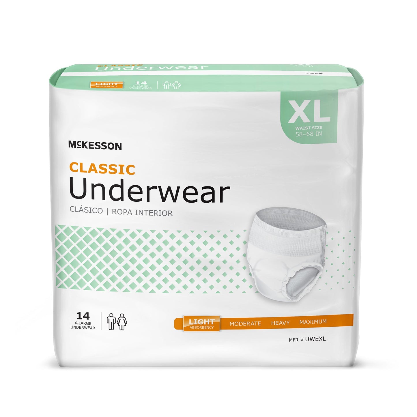 McKesson Classic Unisex Adult Absorbent Underwear Pull On with Tear Away Seams X-Large Disposable Light Absorbency (884178_CS)