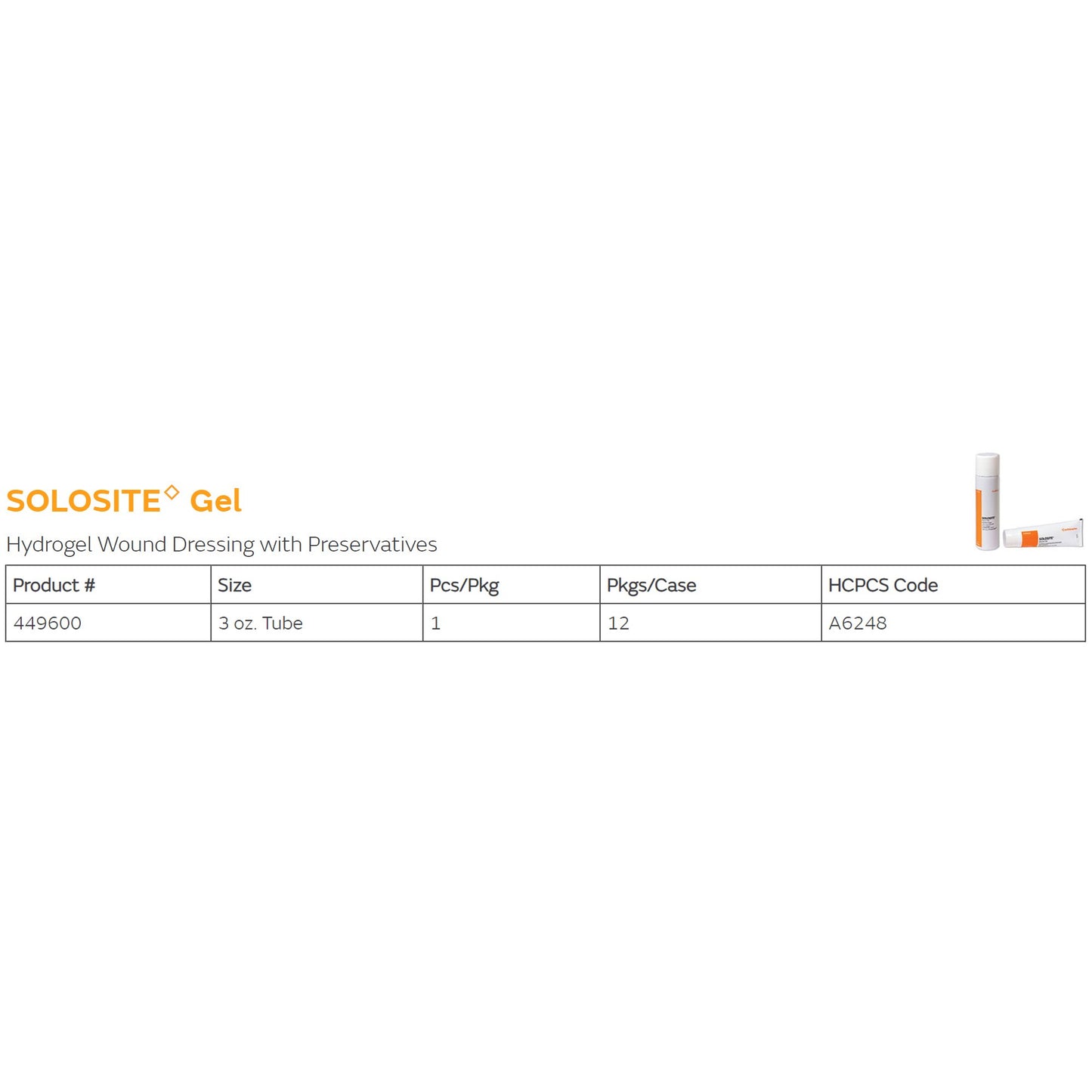 Solosite Hydrogel Wound Dressing 3 oz. Gel / Amorphous NonSterile (224395_EA)