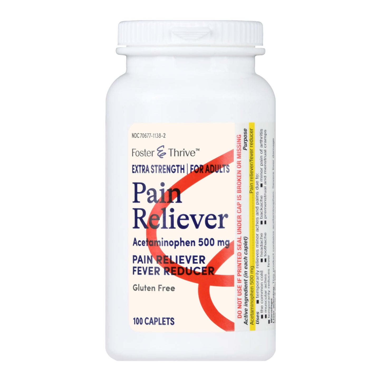 Foster & Thrive™ Pain Relief 500 mg Strength Acetaminophen Caplet 100 per Bottle (1238950_BT)