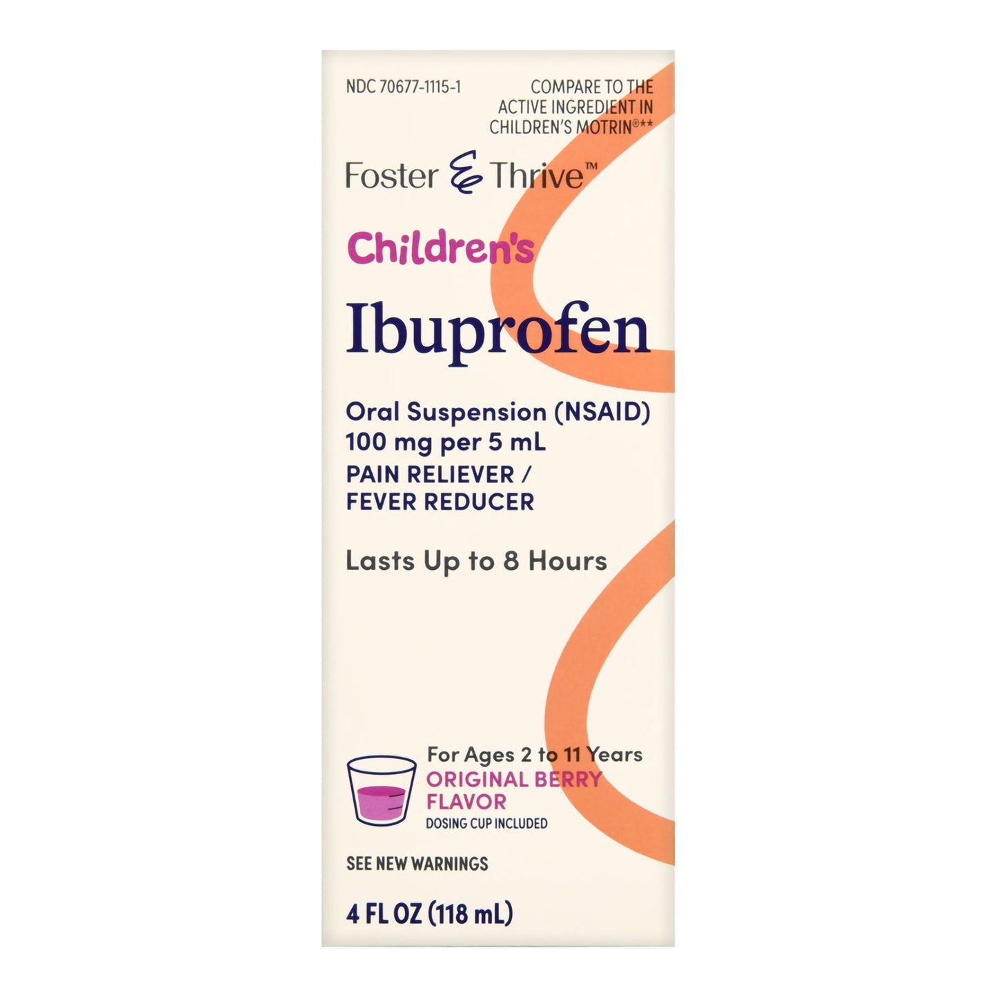 Foster & Thrive™ Children's Pain Relief 100 mg / 5 mL Strength Ibuprofen Oral Suspension 4 oz. (1238933_BT)