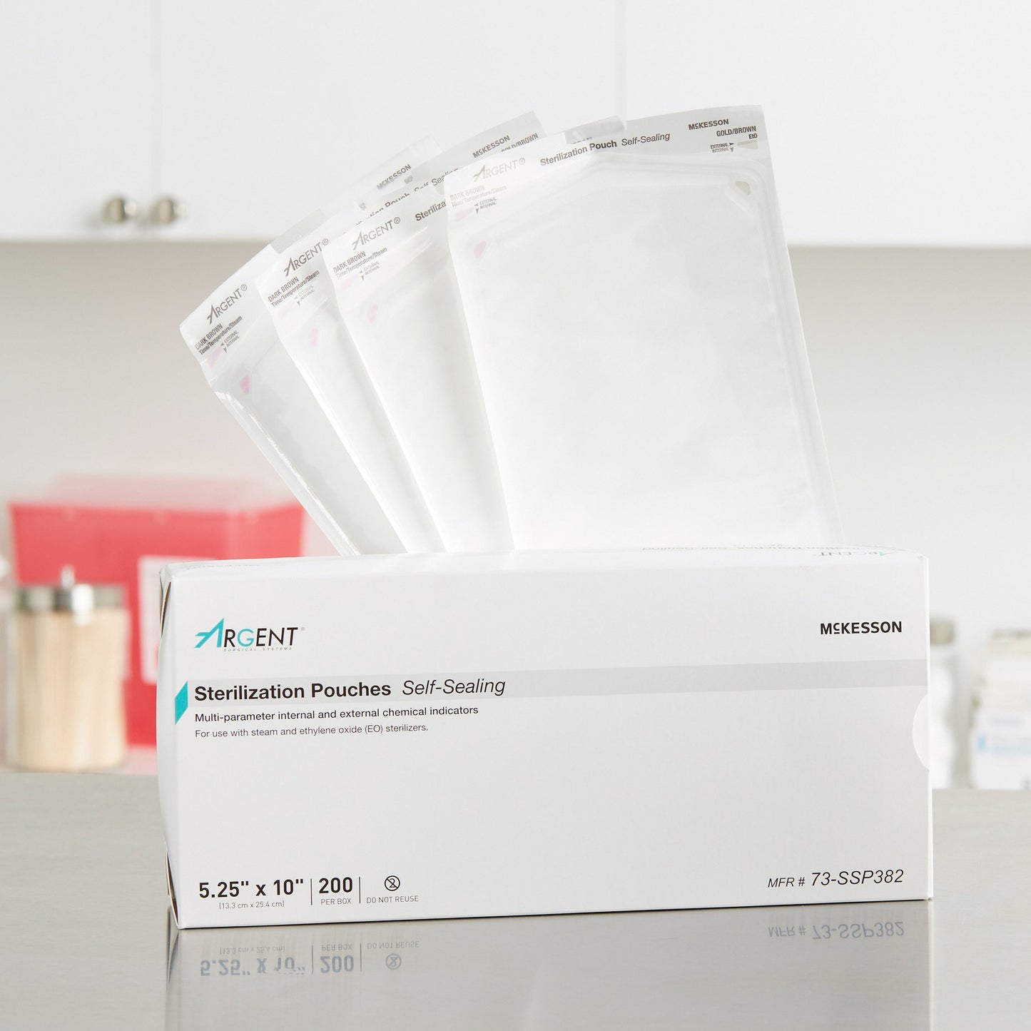 McKesson Argent™ Sure-Check® Sterilization Pouch Ethylene Oxide (EO) Gas / Steam 5-1/4 X 10 Inch Transparent / Blue Self Seal Paper / Film (524880_CS)