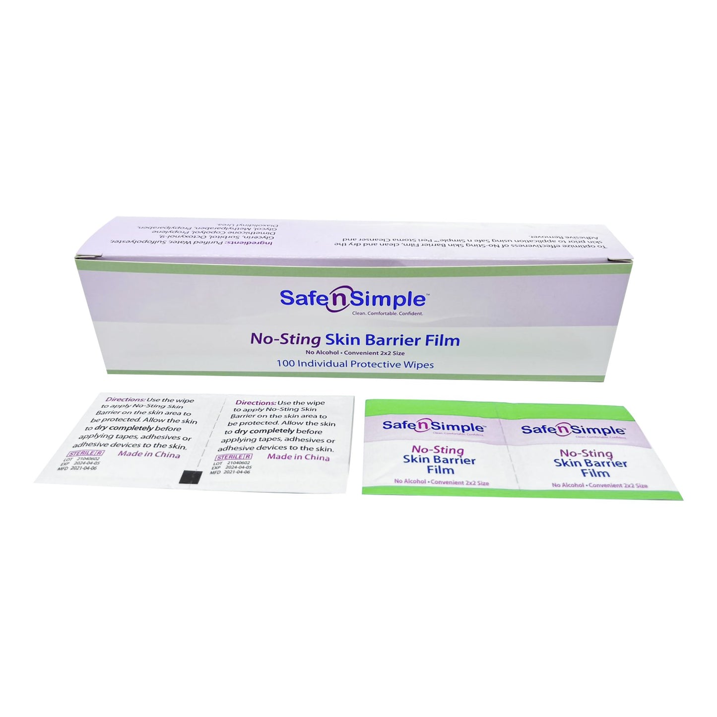 Safe N Simple™ No-Sting Skin Barrier Wipe 60% / 20% Strength Purified Water / Polyvinylpyrrolidone / Glycerin / Propylene Glycol Individual Packet Sterile (773689_BX)