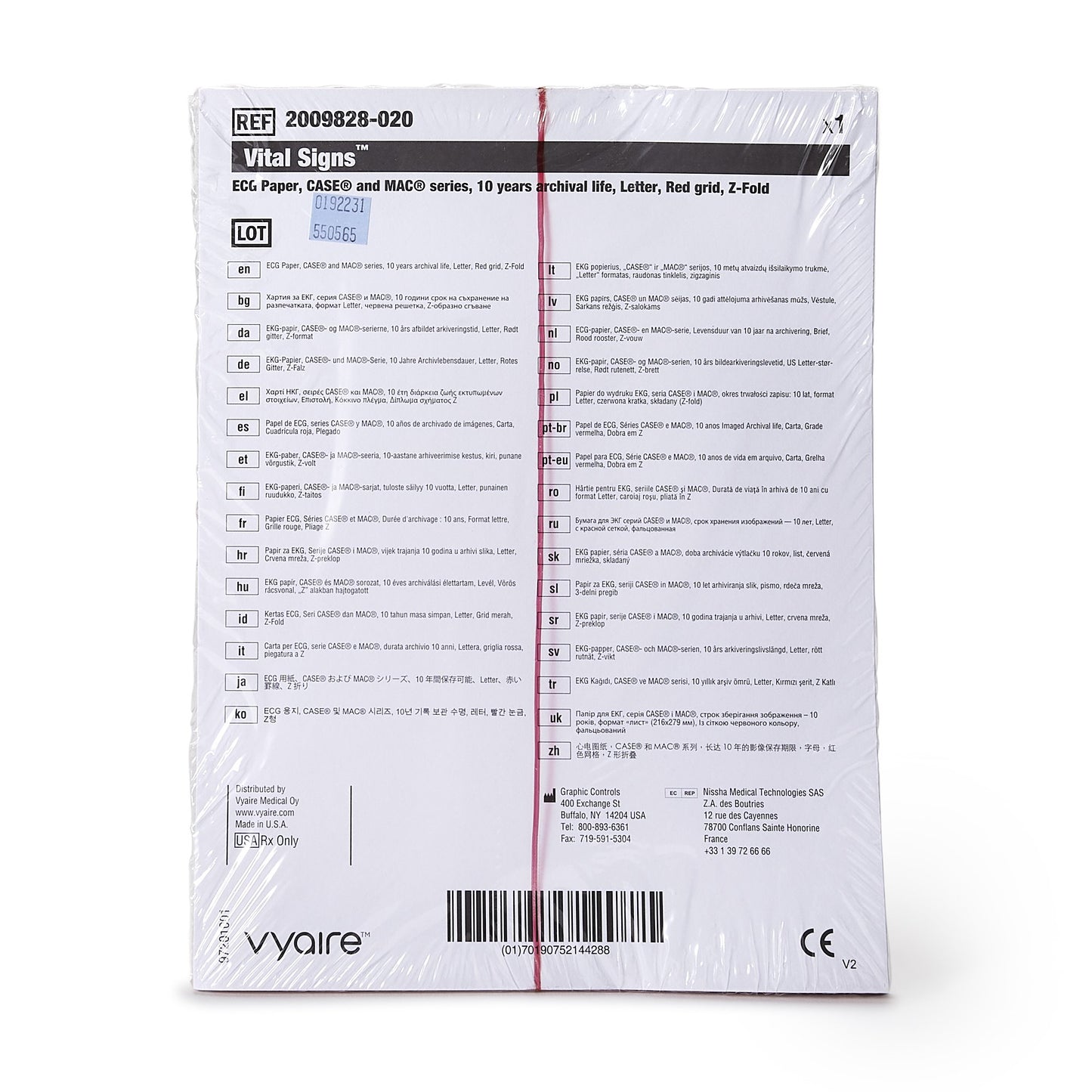 Vital Signs® Recording Chart Paper Z-Fold Red Grid (404450_CS)