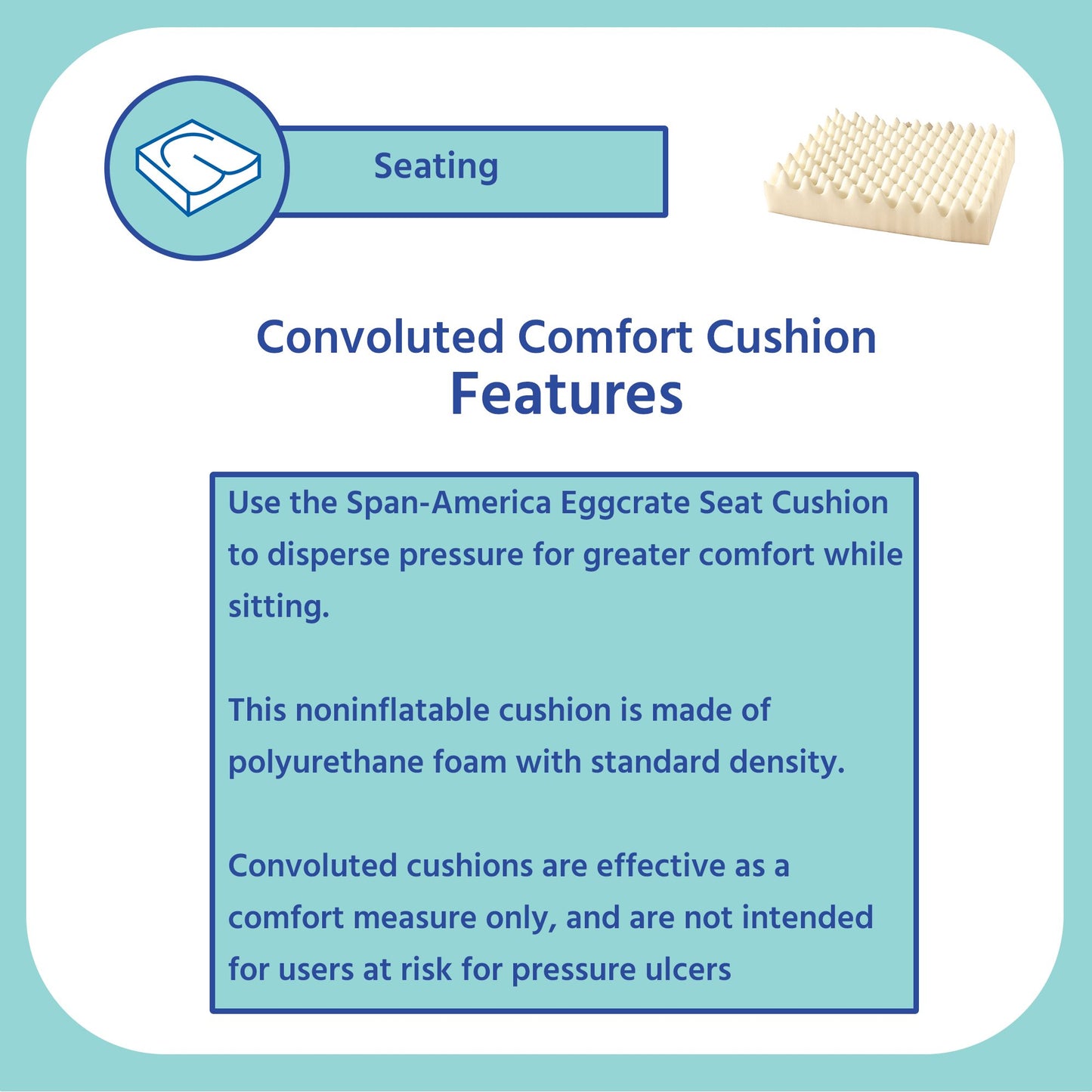 Span America Seat Cushion 16 W X 16 L X 3 D Inch Polyurethane (707153_EA)