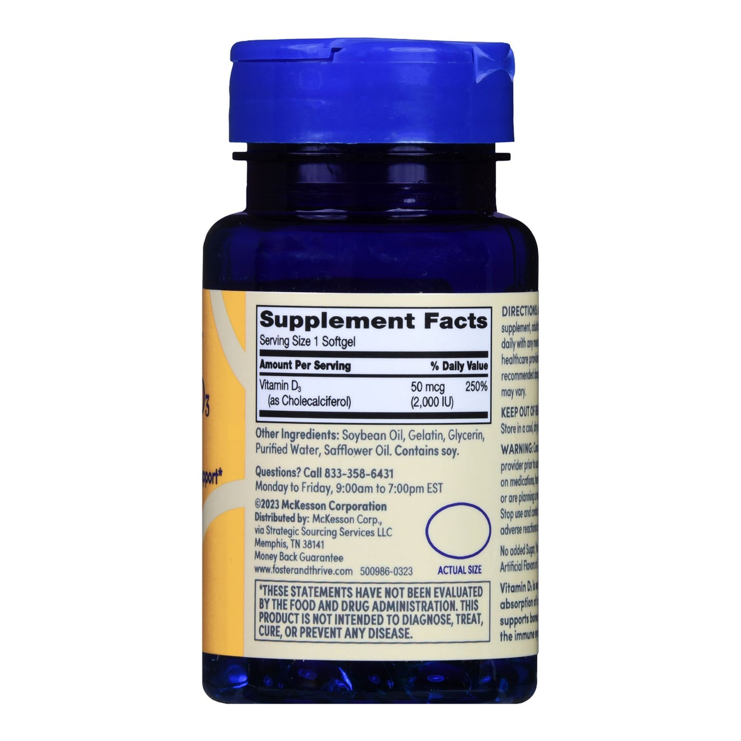 Foster & Thrive™ Vitamin Supplement Vitamin D3 2,000 IU Strength Softgel 100 per Bottle (1244150_BT)