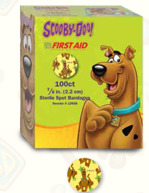American® White Cross Adhesive Spot Bandage 7/8 Inch Plastic Round Kid Design (Scooby Doo) Sterile (934479_BX)