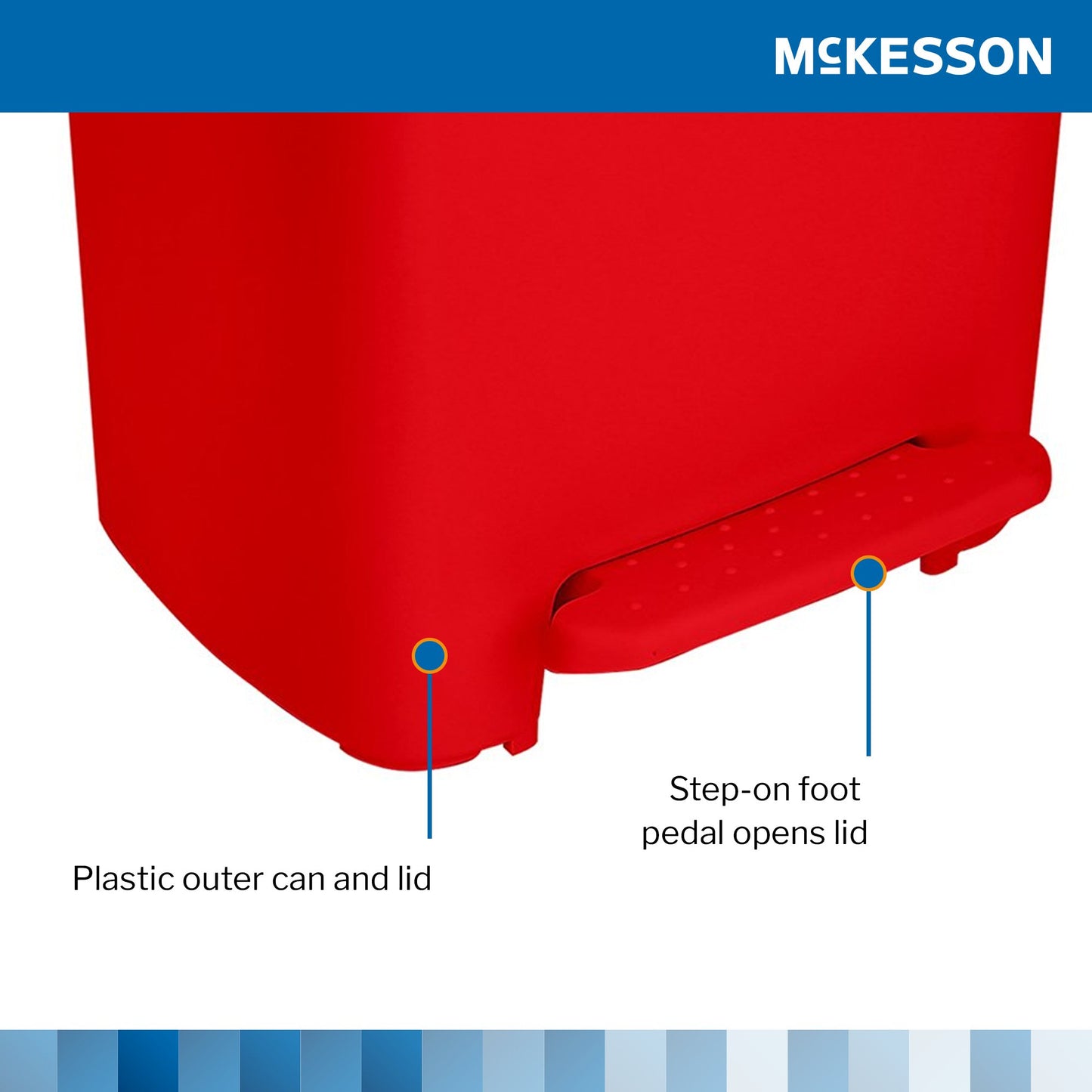 McKesson Trash Can 52 Quart / 13 gal. Red Plastic Rectangular (1223702_CS)