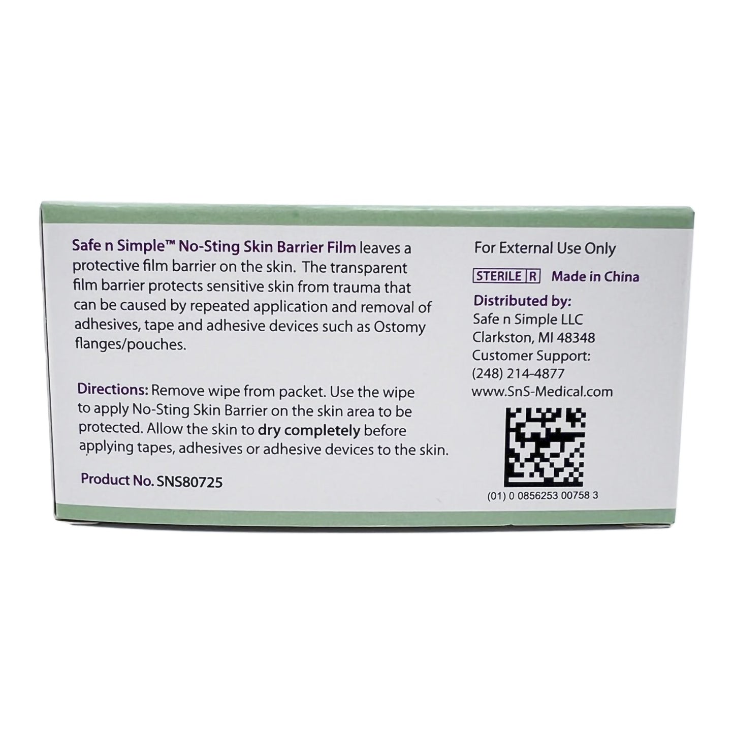Safe N Simple™ No-Sting Skin Barrier Wipe 60% / 20% Strength Purified Water / Polyvinylpyrrolidone / Glycerin / Propylene Glycol Individual Packet Sterile (869585_EA)