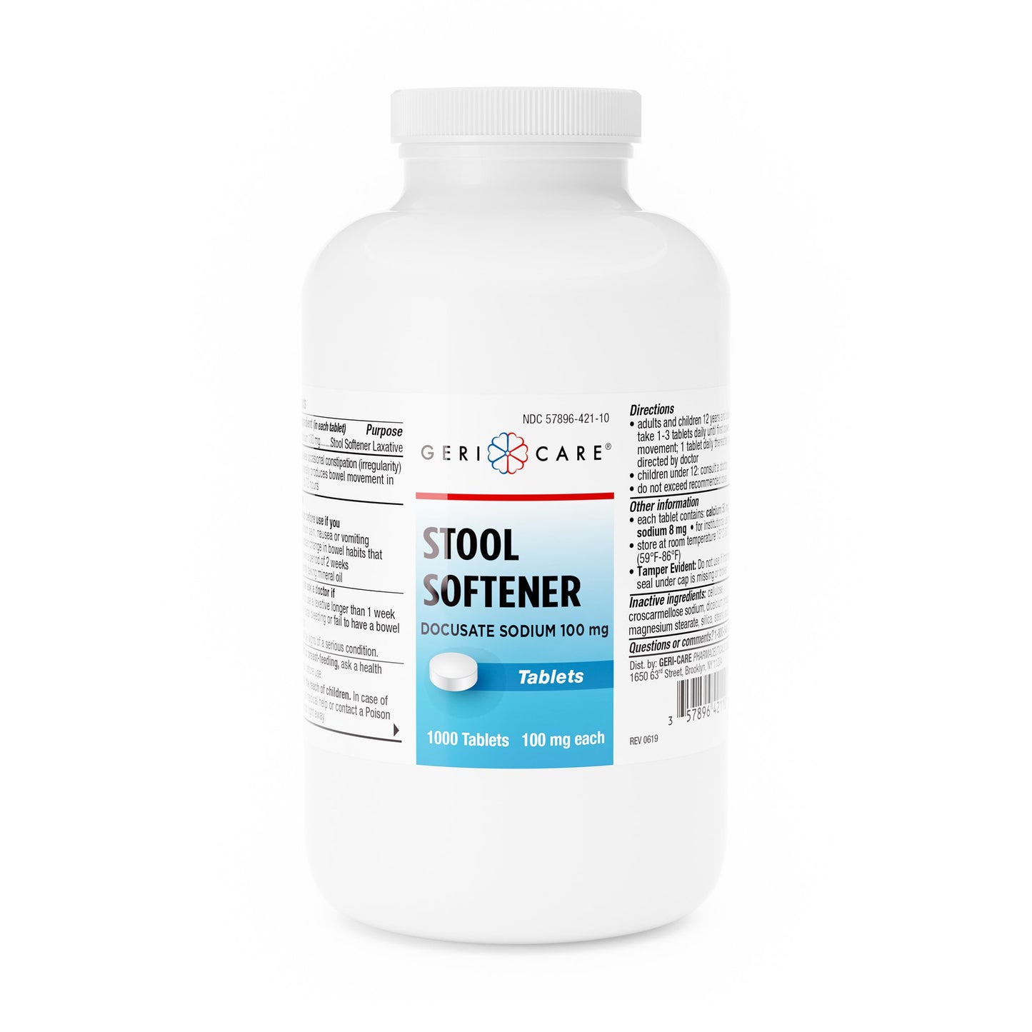 Geri-Care® Stool Softener Tablet 1,000 per Bottle 100 mg Strength Docusate Sodium (633777_CS)