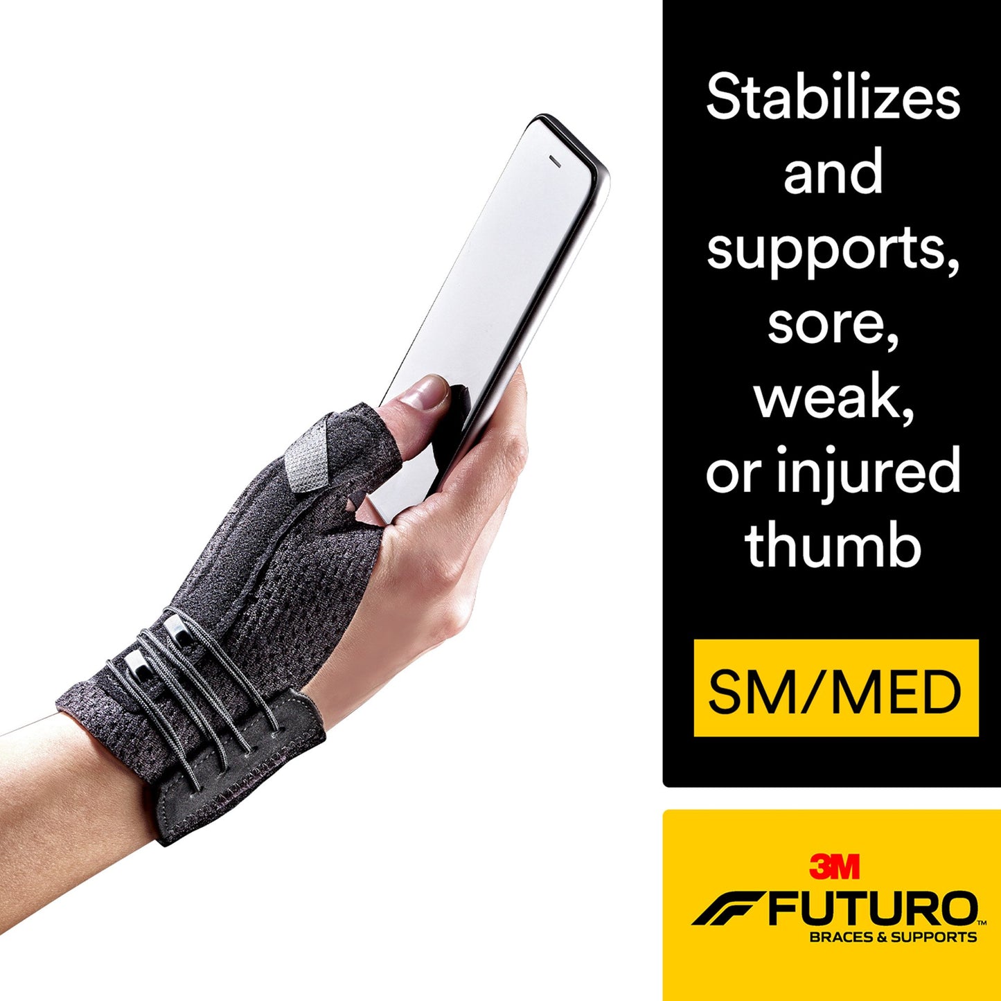 3M™ Futuro™ Deluxe Thumb Stabilizer Adult Small / Medium Lacing System Left or Right Hand Black (1124574_EA)