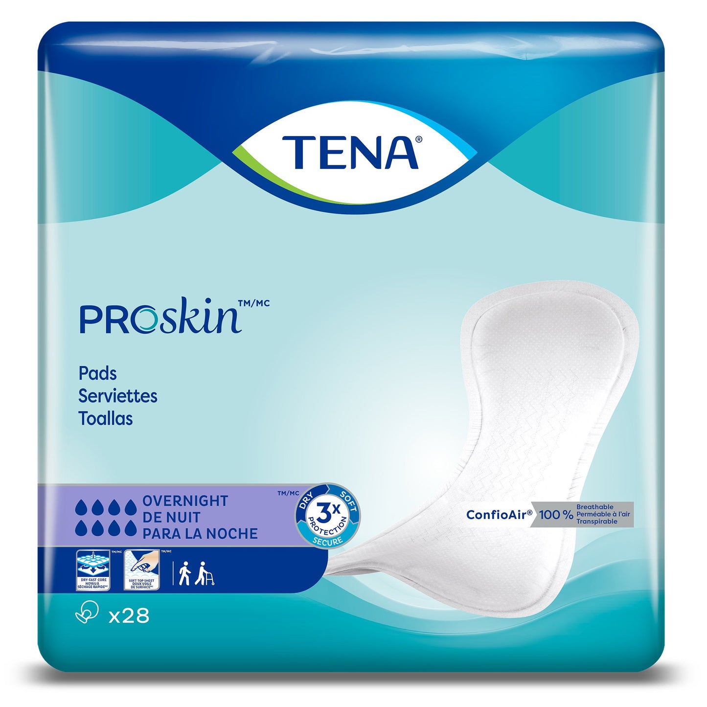 TENA ProSkin™ Overnight Bladder Control Pad 16 Inch Length Heavy Absorbency Dry-Fast Core™ One Size Fits Most (1038755_BG)