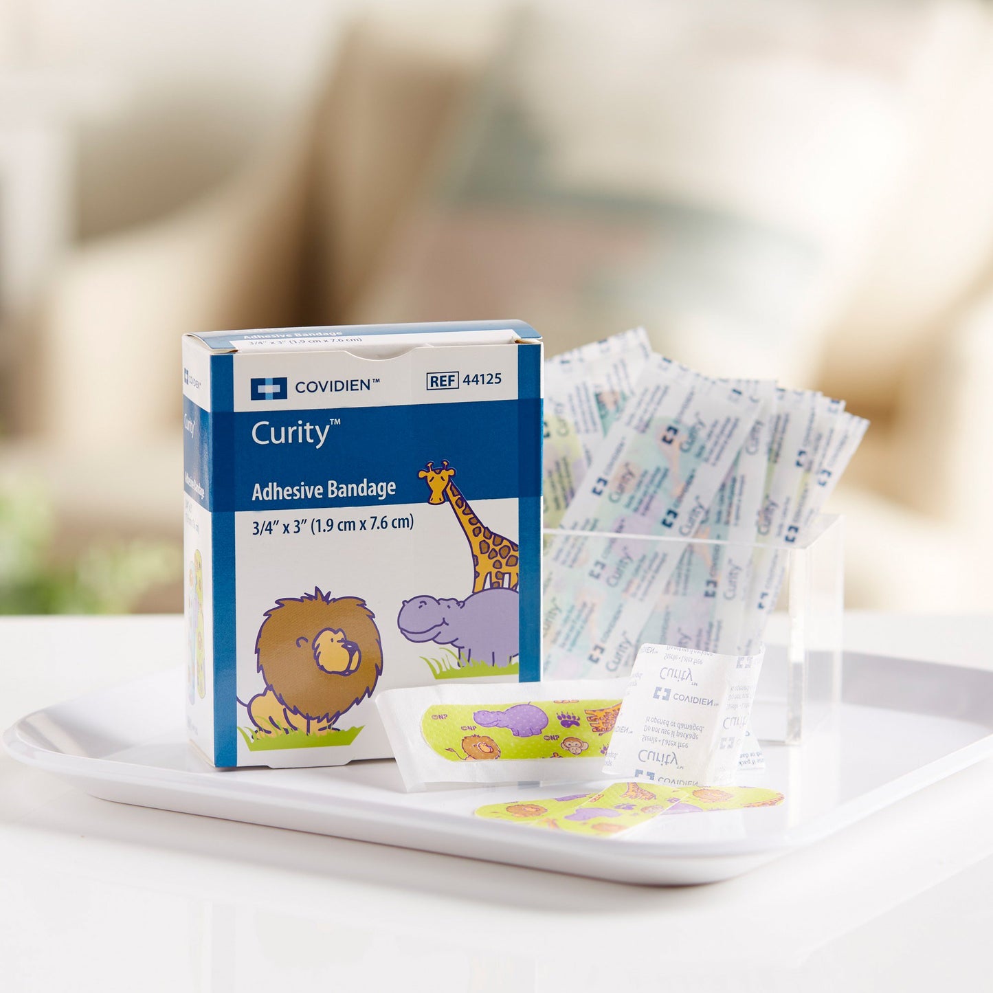 Curity™ Adhesive Strip 3/4 X 3 Inch Plastic Rectangle Kid Design (Zoo Animals) Sterile (867806_BX)