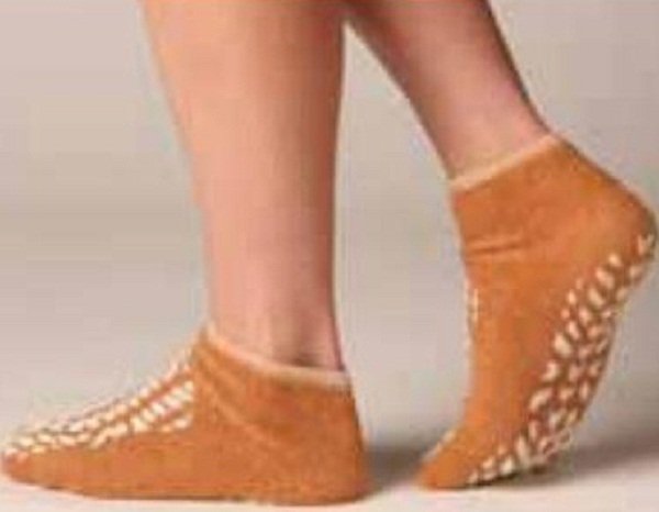 Terry Treads® Slipper Socks Unisex Adult Large Double Tread Single Patient Use Beige (1073992_CS)