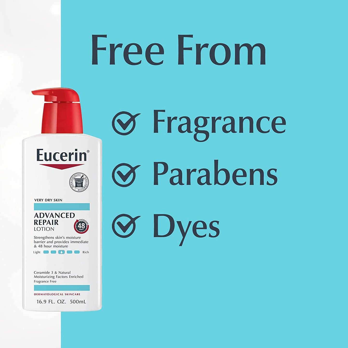 Eucerin® Advanced Repair Hand and Body Moisturizer 16.9 oz. Pump Bottle Unscented Lotion (1231885_EA)