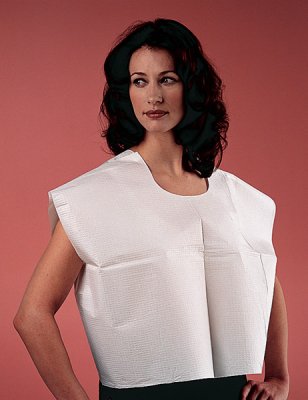 Tidi® Exam Cape White One Size Fits Most Front / Back Opening Without Closure Unisex Disposable (355674_CS)