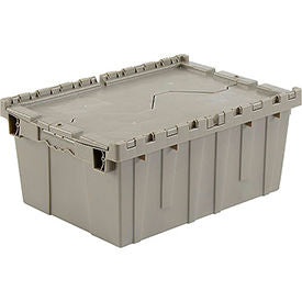 Global Industrial Plastic Attached Lid Shipping & Storage Container 21-7/8x15-1/4x9-11/16 Gray (WB257808)