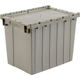 Global Industrial Plastic Attached Lid Shipping & Storage Container 21-7/8x15-1/4x17-1/4 Gray (WB257811)