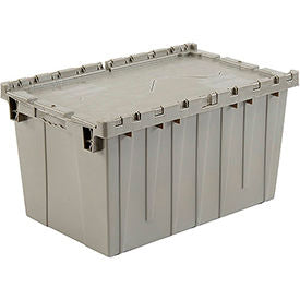 Global Industrial Plastic Attached Lid Shipping & Storage Container 25-1/4x16-1/4x13-3/4 Gray (WB257812)