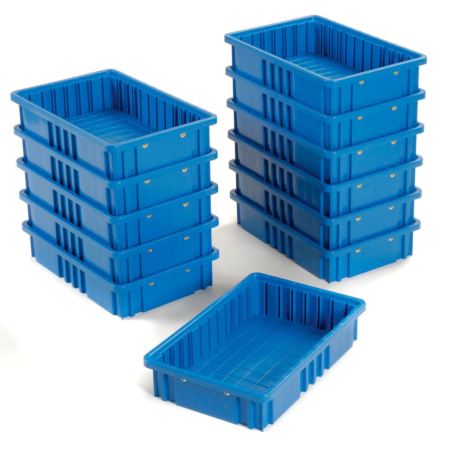 Global Industrial Plastic Dividable Grid Container, 16-1/2"L x 10-7/8"W x 3-1/2"H, Blue (WB334102BL)