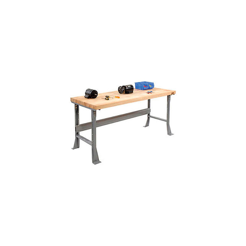 Global Industrial Assembly Workbench, 72 x 30", Flared Leg, Maple Butcher Block Square Edge (WB488008)