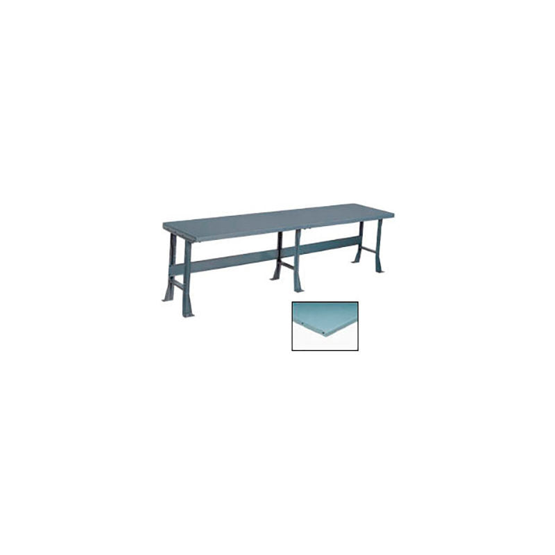 Global Industrial Extra Long Workbench, 120 x 30", Flared Leg, Steel Square Edge (WB500373)