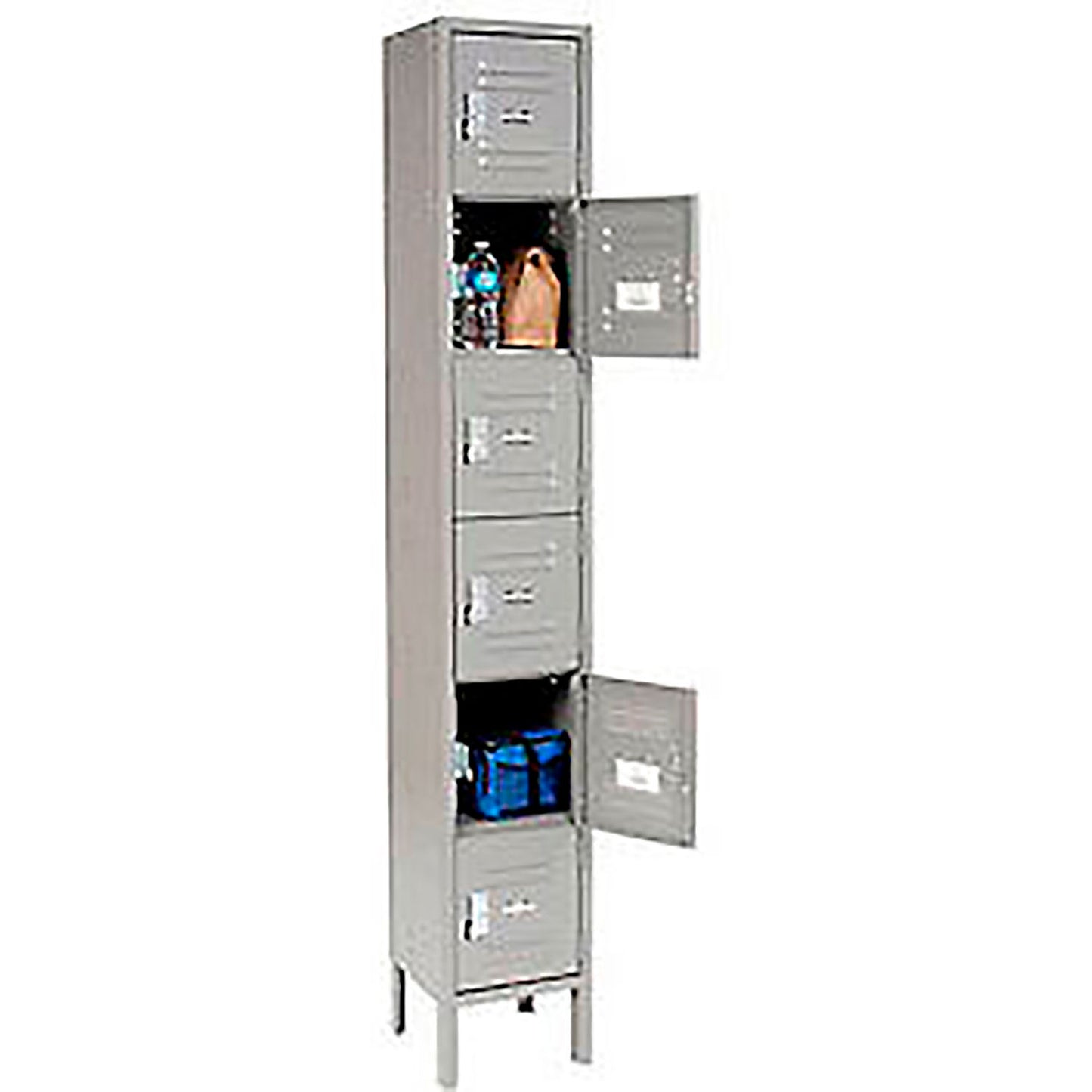 Global Industrial Capital 6-Tier 6 Door Box Locker, 12"W x 15"D x 78"H, Gray, Assembled (WB652971GY)