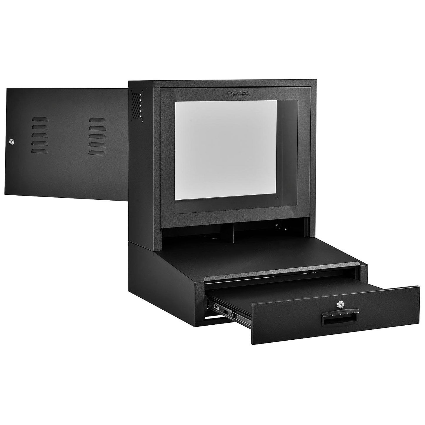 Global Industrial Countertop LCD Computer Cabinet, Black (WB239114BK)