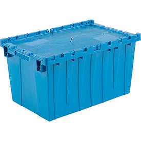 Global Industrial Plastic Attached Lid Shipping & Storage Container 25-1/4x16-1/4x13-3/4 Blue (WB257812BL)