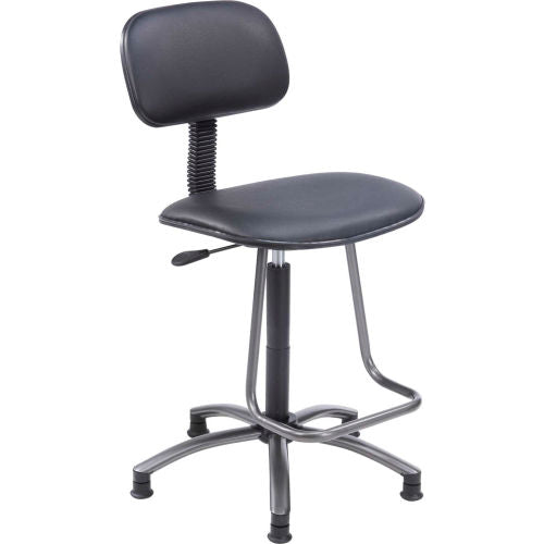 Interion Office Stool with Teardrop Footrest - Vinyl - Black (WB240140BK)