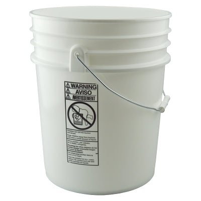 Freund Plastic Pail, 5 gal, 12.24 in dia x 14.5 in H, White, Includes EZ Lid (302-1141T05)
