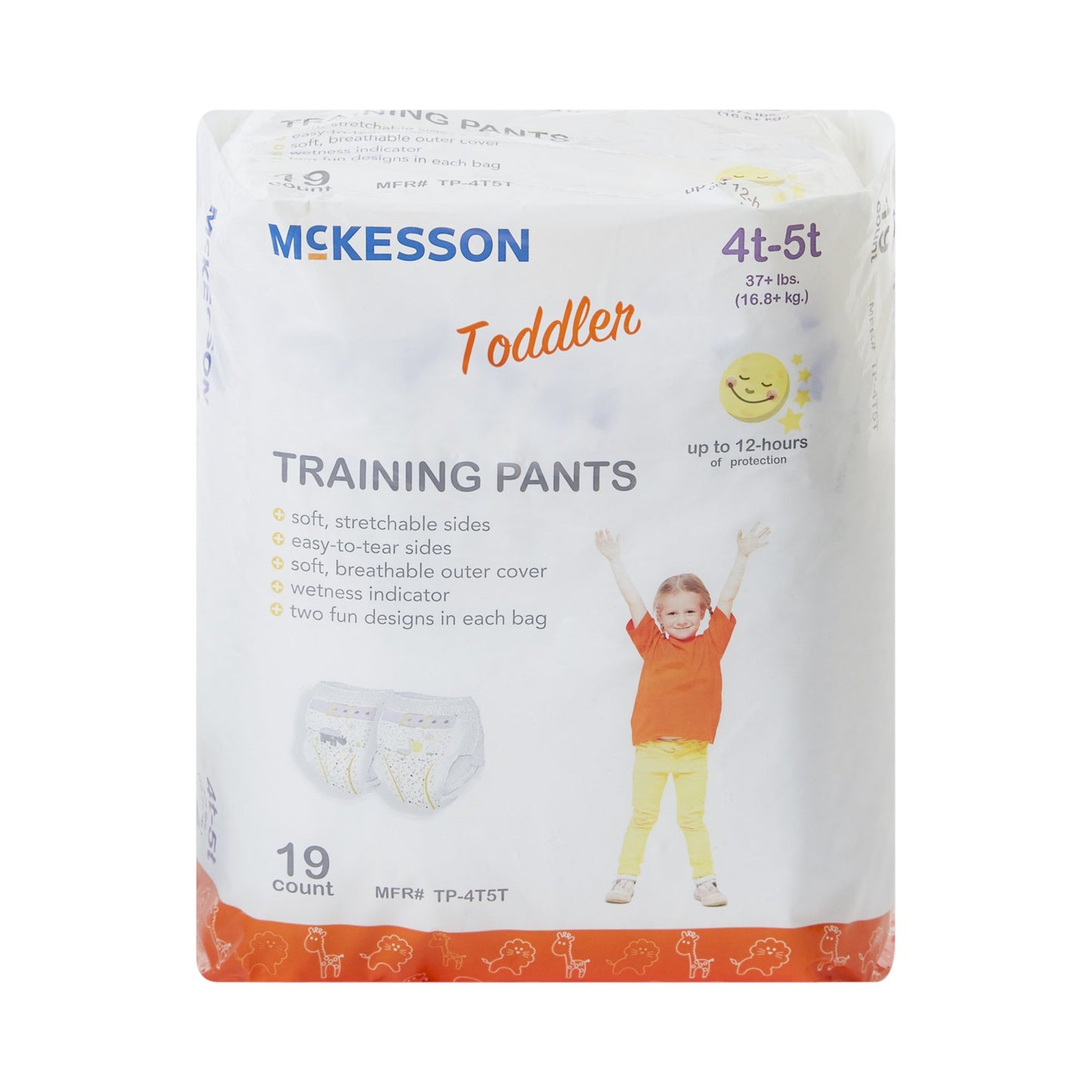 McKesson Unisex Toddler Training Pants Pull On with Tear Away Seams Size 4T to 5T Disposable Heavy Absorbency (1144483_CS)