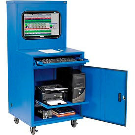 Global Industrial Mobile Heavy-Duty LCD Computer Cabinet, Blue, Unassembled (WB249190JBL)