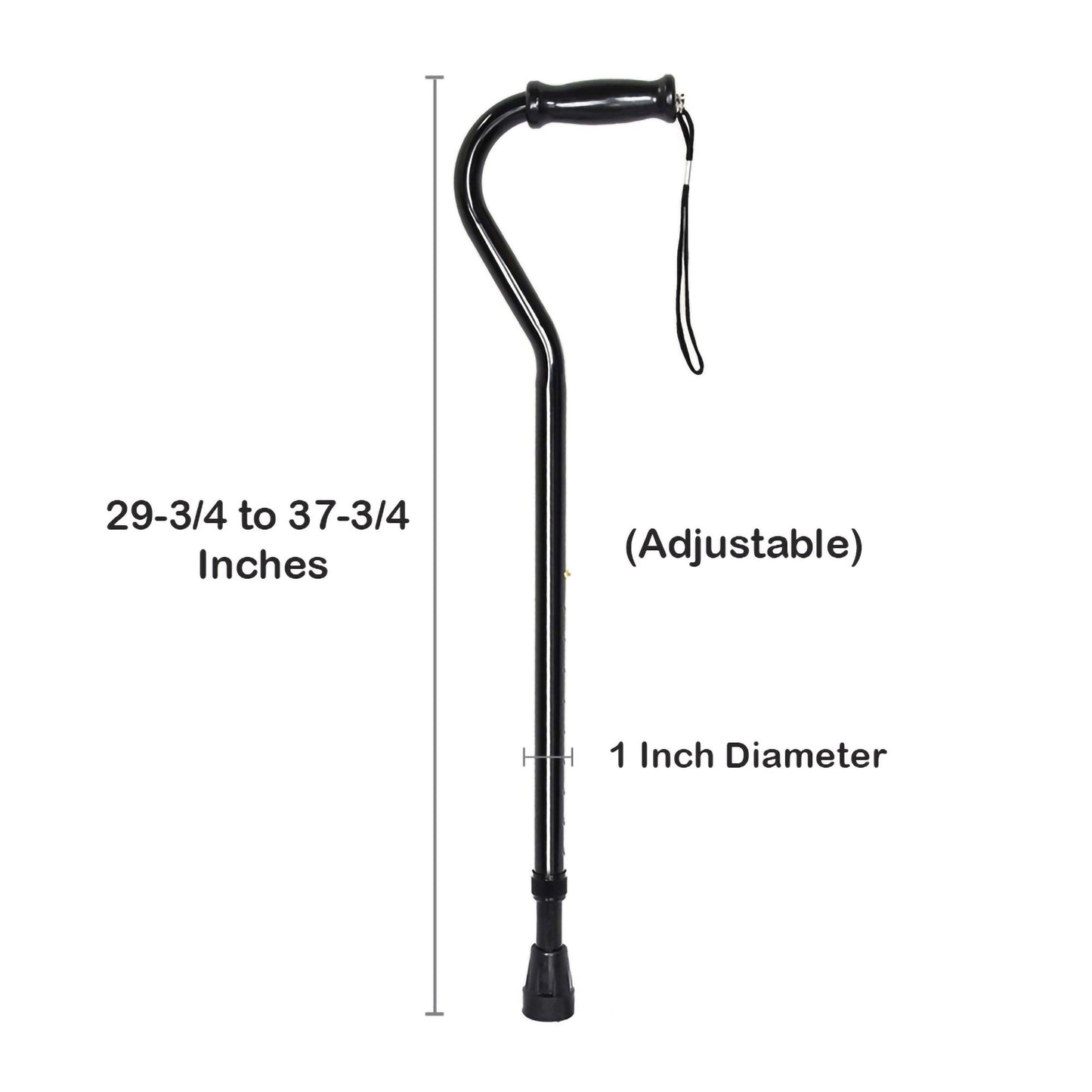 McKesson Offset Cane Steel 29-3/4 to 37-3/4 Inch Height Black (1065217_CS)