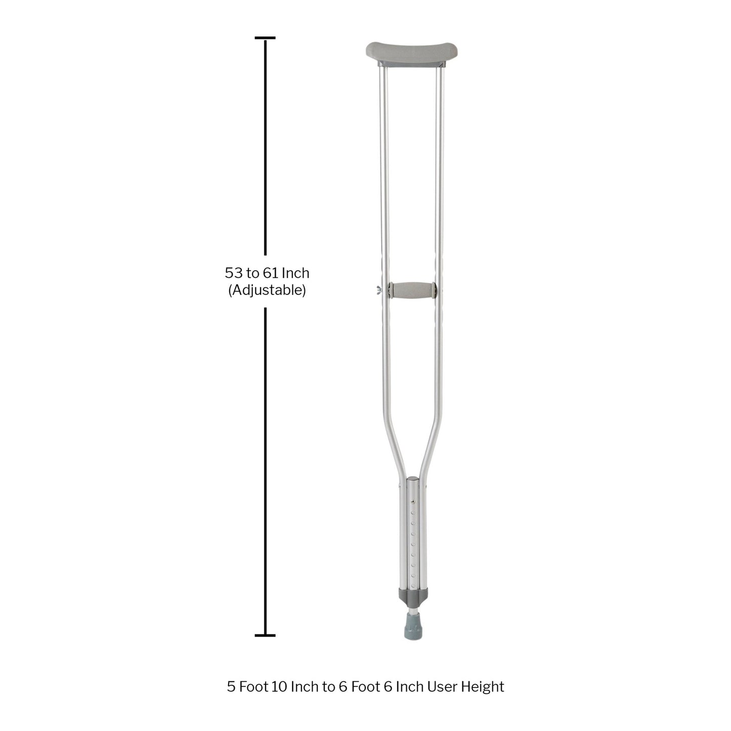 McKesson Underarm Crutches Tall Adult 5 Foot 10 Inch to 6 Foot 6 Inch User Height Aluminum Frame 350 lbs. Weight Capacity (1065231_PR)
