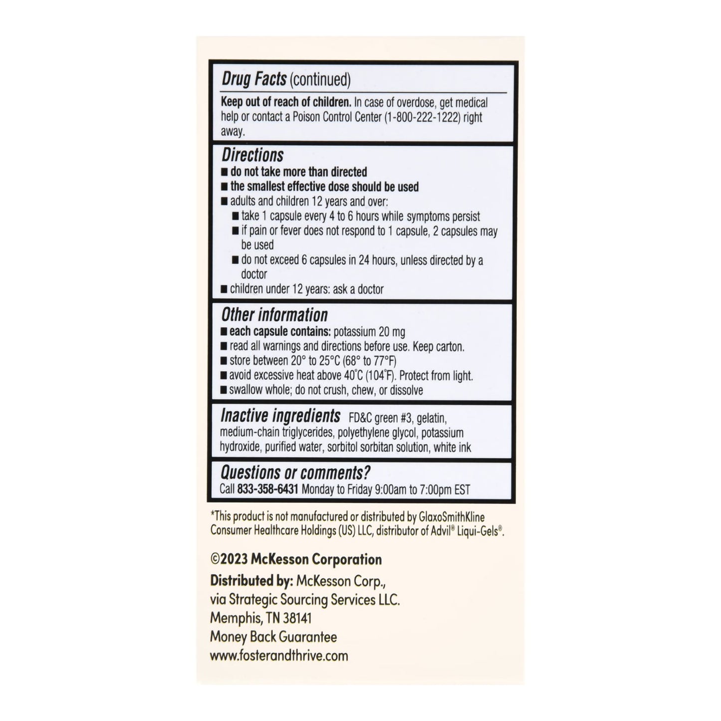 Foster & Thrive™ Pain Relief 200 mg Strength Ibuprofen Capsule 40 per Bottle (1238985_BT)