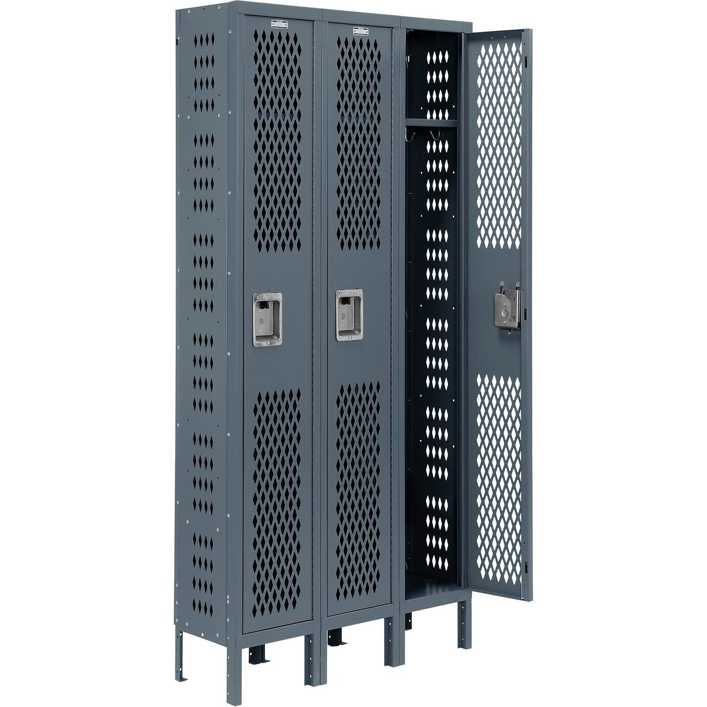 Global Industrial Infinity 1-Tier 3 Door Ventilated Locker, 36"W x 18"D x 78"H,Assembled (WB493245GY)