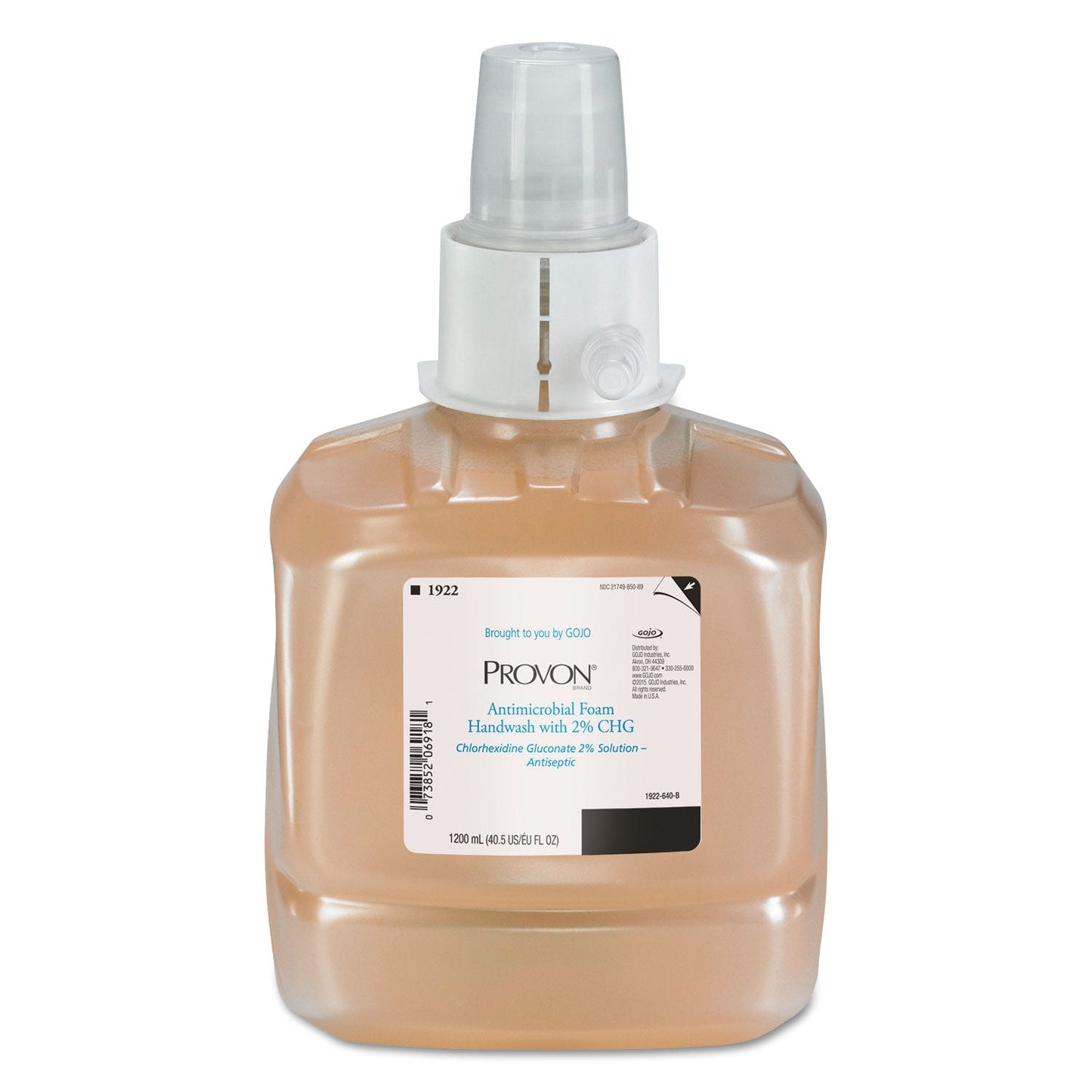 Provon Antimicrobial Foam Handwash, Fragrance-Free, 1200 mL, 2/Carton (GOJ192202)