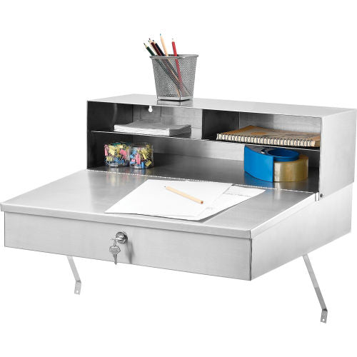 Global Industrial Wall Mount Shop Desk, 24"W x 22"D, Stainless Steel (WB319053)