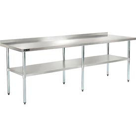 Global Industrial 430 Stainless Steel Table, 96 x 30", Undershelf, 2" Backsplash (WB319062)