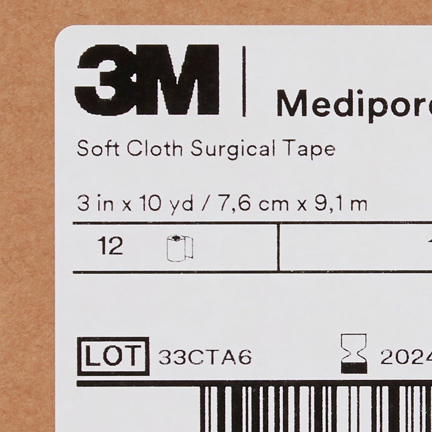 3M™ Medipore™ H Perforated Medical Tape White 3 Inch X 10 Yard Soft Cloth NonSterile (324082_CS)
