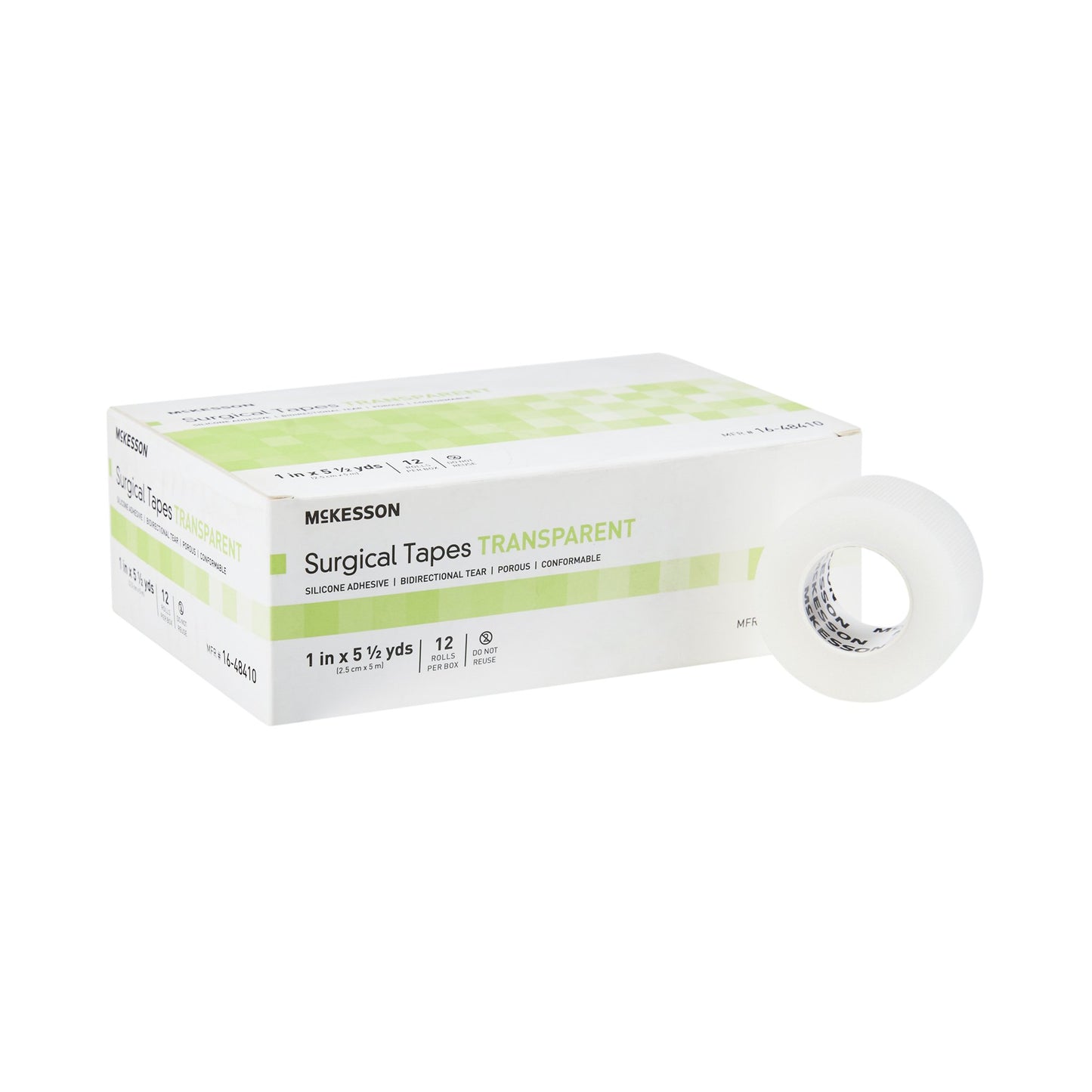 McKesson Medical Tape Transparent 1 Inch X 5-1/2 Yard Plastic / Silicone NonSterile (1073806_BX)