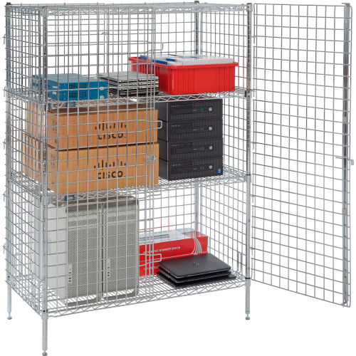 Nexel 1-Tier 2 Door Security Wire Shelving Unit, Quick Adj Shelves, 48"Wx24"Dx66"H, Chrome (WB320928C2)