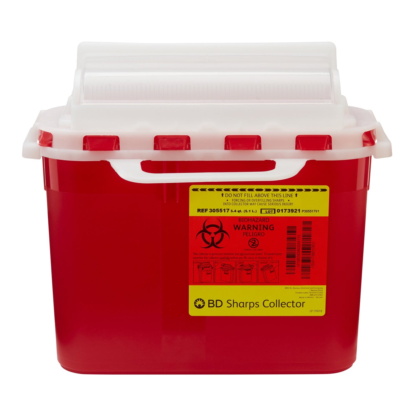 BD™ Sharps Container Red Base 12 H X 12 W X 4-4/5 D Inch Horizontal Entry 1.35 Gallon (371481_CS)