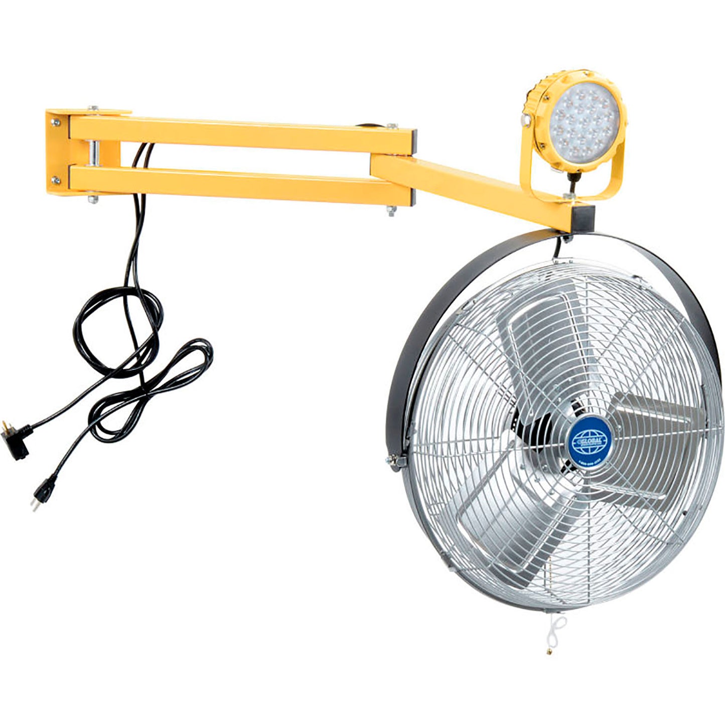 Global Industrial LED Dock Light w/ 60" Arm, 20W, 1800 Lumens, 5000K, 18" 3-Speed Fan (WB812432)