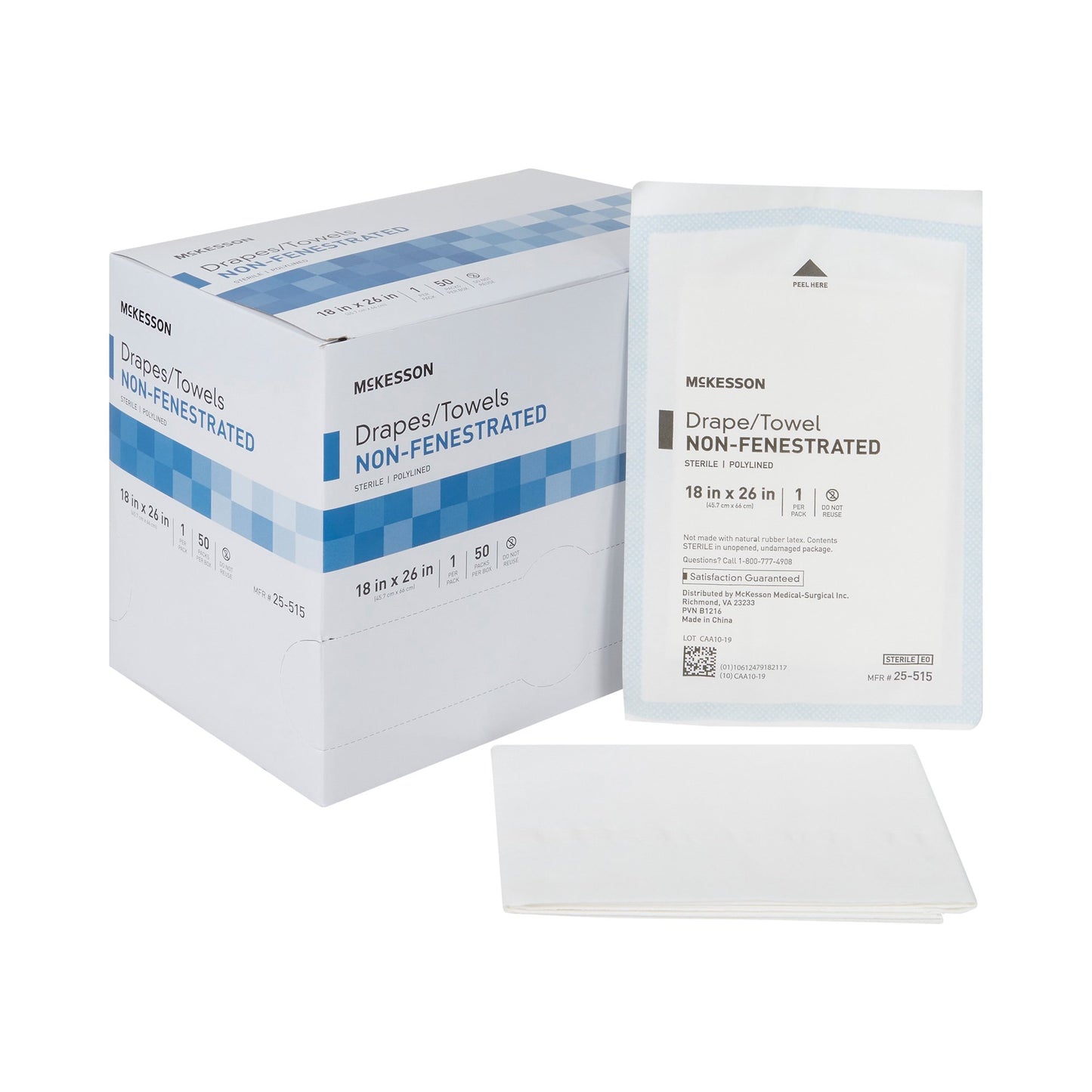 McKesson General Purpose Drape Poly Lined Towel Drape 18 W X 26 L Inch Sterile (68107_BX)