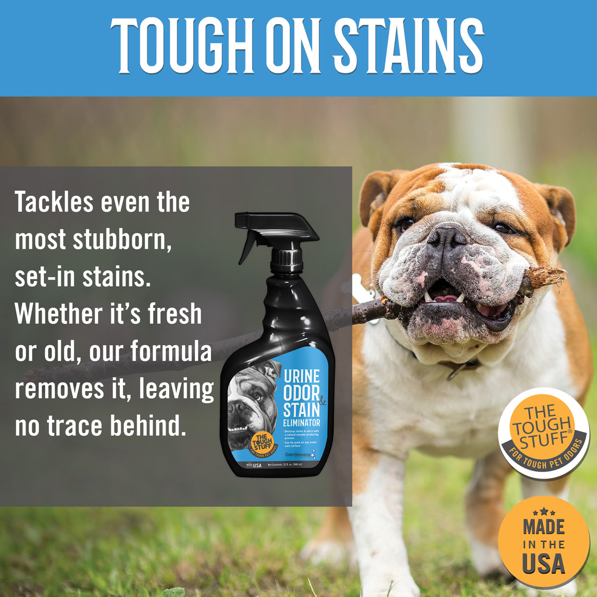 Tough Stuff® Urine Odor & Stain Eliminator, Original, 32oz, 12/Case (HOS32NTP-CS)