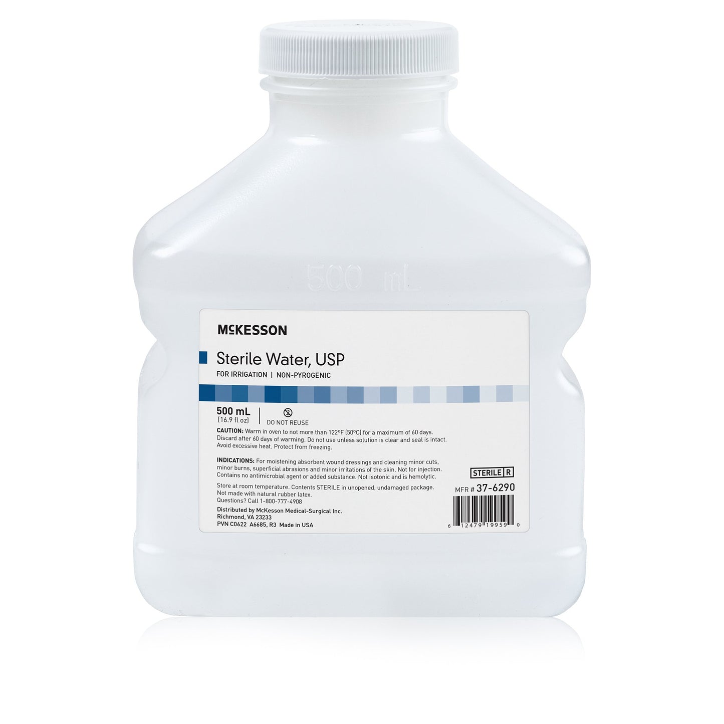 McKesson Irrigation Solution - OTC Sterile Water for Irrigation Not for Injection Bottle, Screw Top 500 mL (733254_CS)